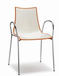 Дизайнерски стол бял с оранжев кант