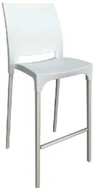 Бар стол с облегалка в бяло